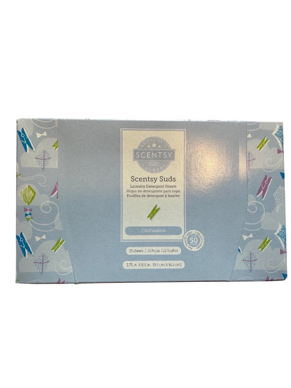 Scentsy Suds Laundry Detergent Sheets Clothesline Scent 25-Count Up To 50 Loads